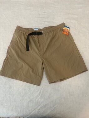 Men's Columbia Omni-Shade Tan Quick-Dry Shorts Adjustable Waist/SPF 50 NWT Sz XL